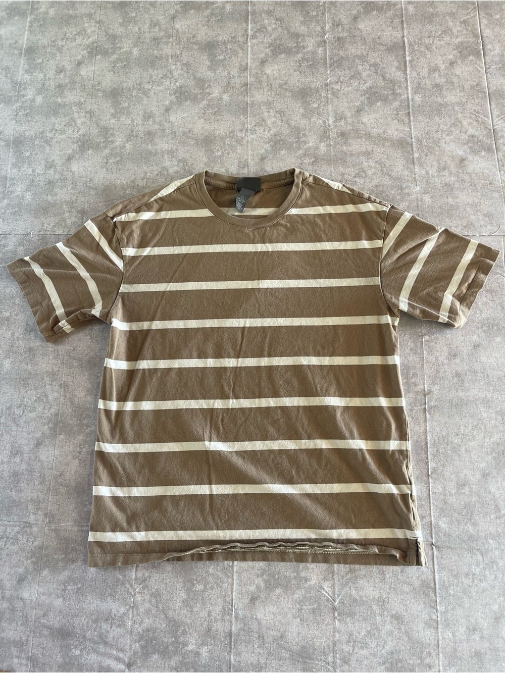 H&M Brown & Cream Striped Short-Sleeve Tee